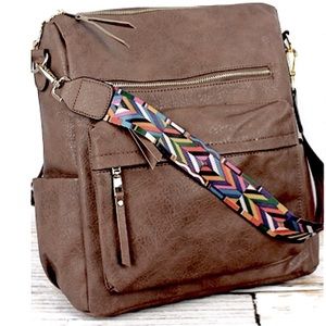🆕 Vegan/Faux Leather Brown Backpack